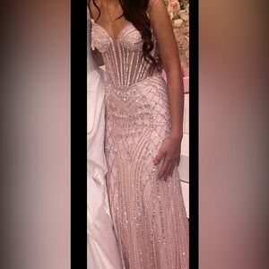 Elegant Pink Beaded Dress